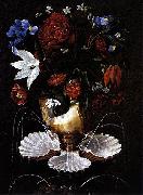 Juan de  Espinosa Still-Life with Shell Fountain and Flowers France oil painting artist